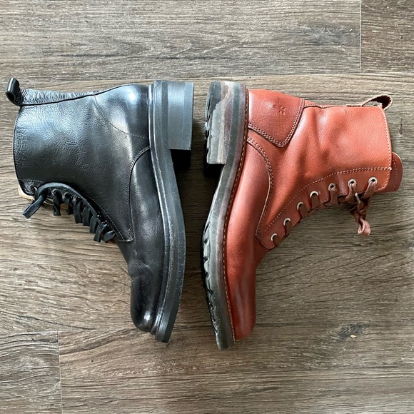 Frye Alice Black Combat Boots size 9- fit like 8.5 - Picture 4 of 12